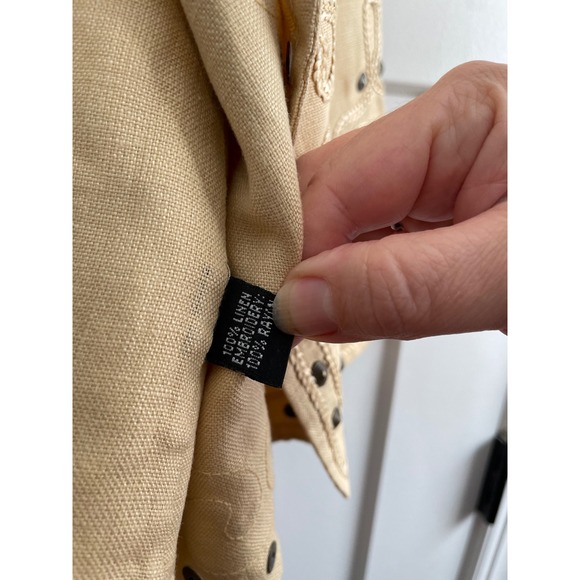 Linda Allard Ellen Tracy Tan Embroidered Studded Open Front Jacket Petite 4 - Picture 9 of 10